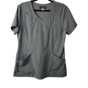 Koi Basic Gray Stretchy Medium Scrub Top Size Medium